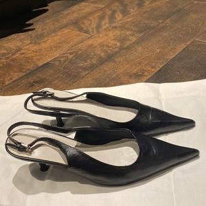 Aldo black leather pointy sling back size 37